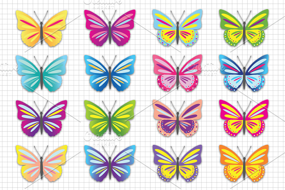 Butterfly Clip Art / Butterflies in Illustrations - product preview 8