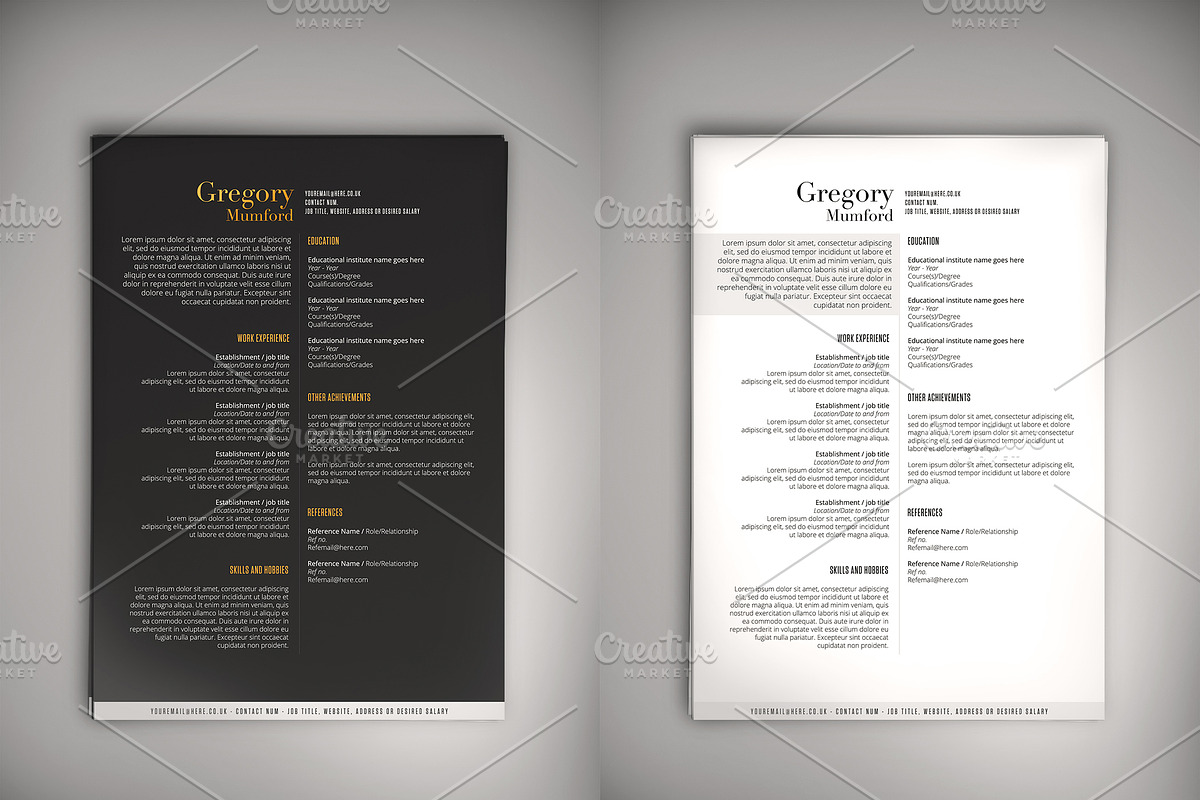 Noir and Blanc CV (DOC + PSD) in Resume Templates - product preview 8