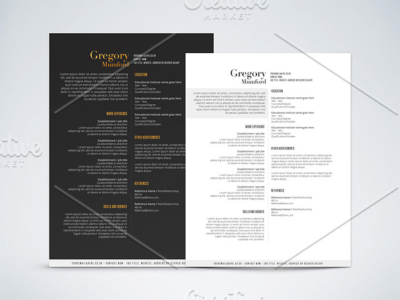 Noir and Blanc CV (DOC + PSD) in Resume Templates - product preview 3