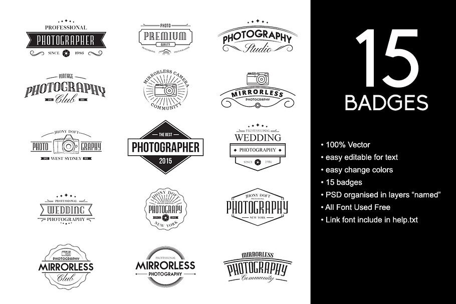 Vintage Badges for Photography in Illustrations - product preview 8