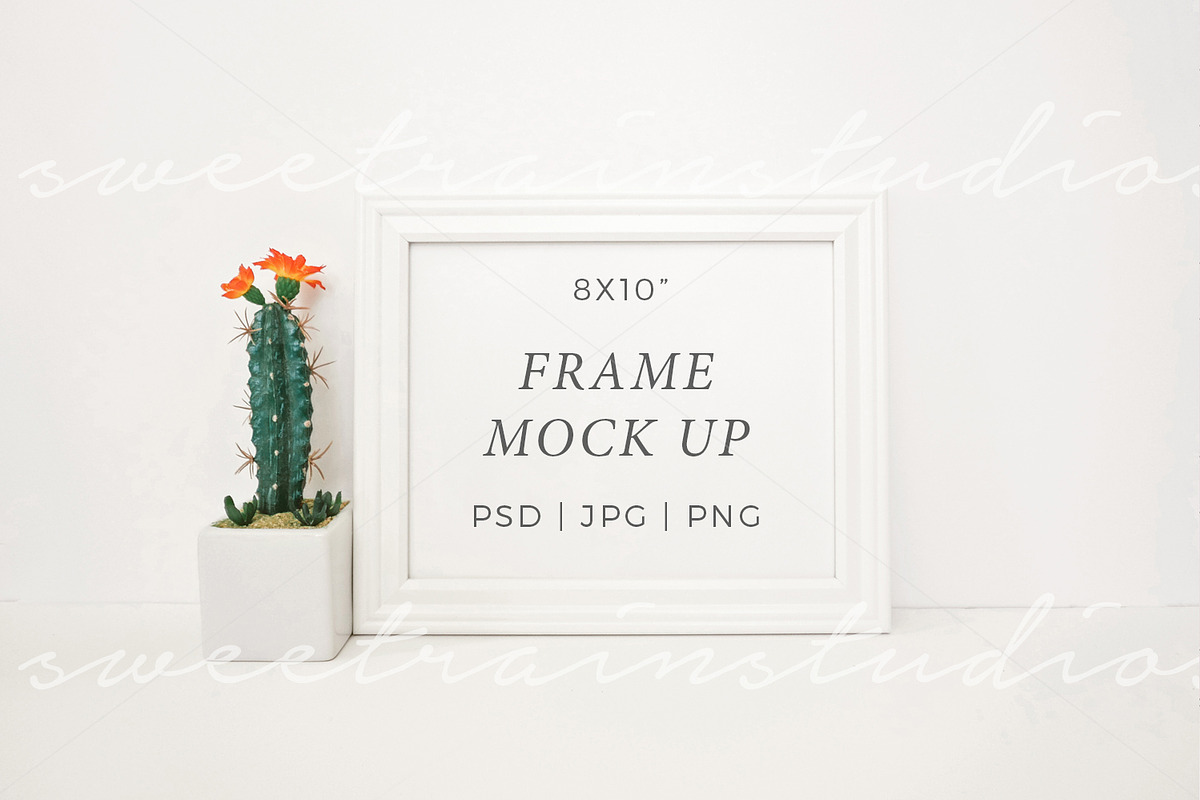 White Frame Mockup-Horizontal 8x10 in Print Mockups - product preview 8