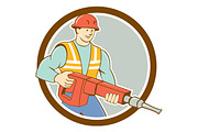 Construction Worker Jackhammer Circl