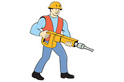 Construction Worker Holding Jackhamm