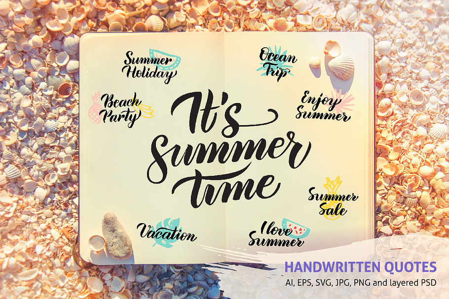 Summer Handwritten Quotes in Illustrations - product preview 8