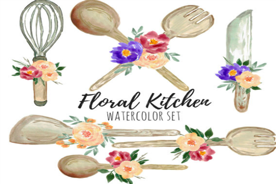 Wedding Floral Kitchen Clip Art