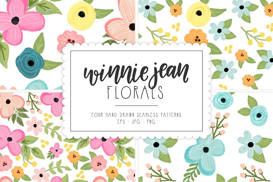 WinnieJean Florals Seamless Patterns