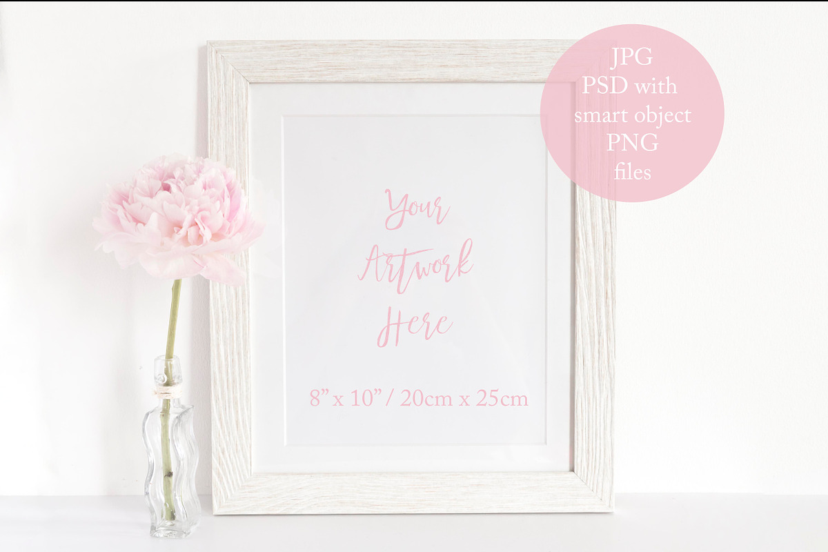 Pink Peony & Whitewash Frame Mockup in Print Mockups - product preview 8
