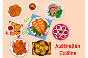 Australian cuisine traditional food icon design