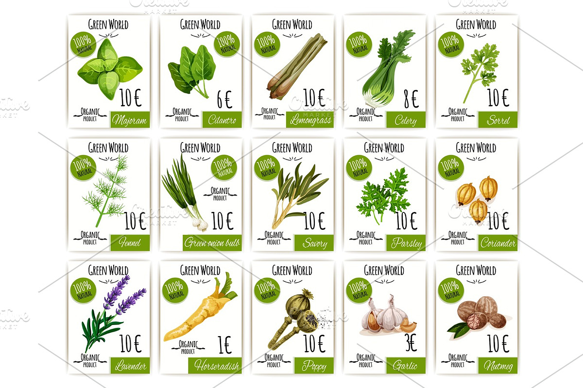 Herb and spices tag or price label set design in Illustrations - product preview 8