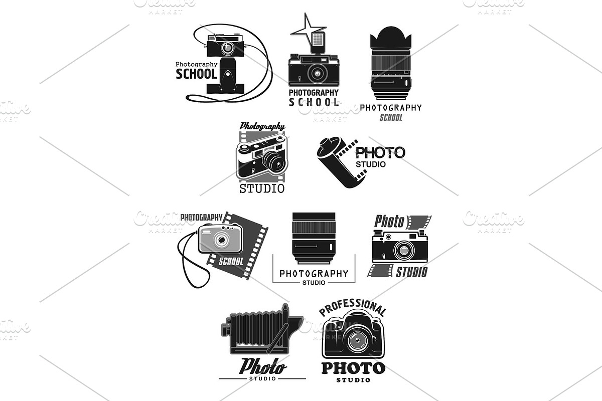 Photography studio icon set with photo camera in Illustrations - product preview 8
