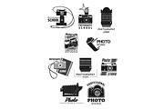 Photography studio icon set with photo camera