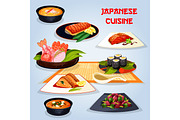 Japanese cuisine popular dishes for lunch icon