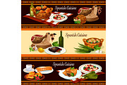 Spanish cuisine restaurant menu banner set design