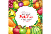 Fruit frame sketch poster for food, drink design