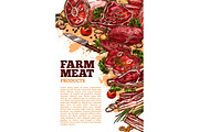 Fresh meat product of organic farm banner design