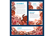 Seafood restaurant and fish market banner template