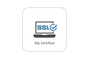SSL Certified Protection Icon. Flat Design.