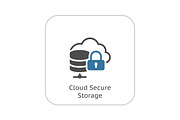 Cloud Secure Storage Icon. Flat Design.