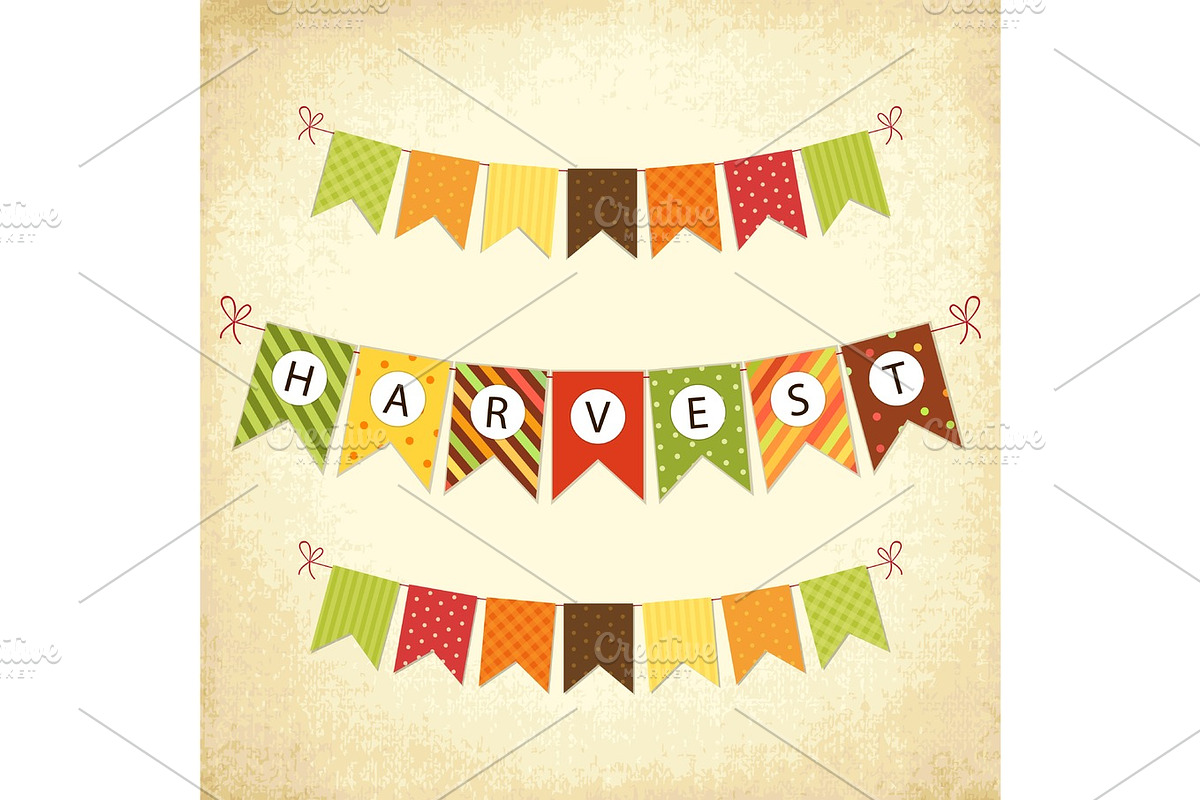 Cute autumn bunting flags with letters in traditional colors in Illustrations - product preview 8