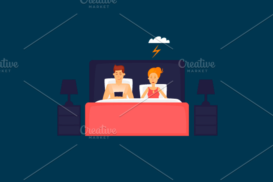 Couple lying in bed. in Illustrations - product preview 8