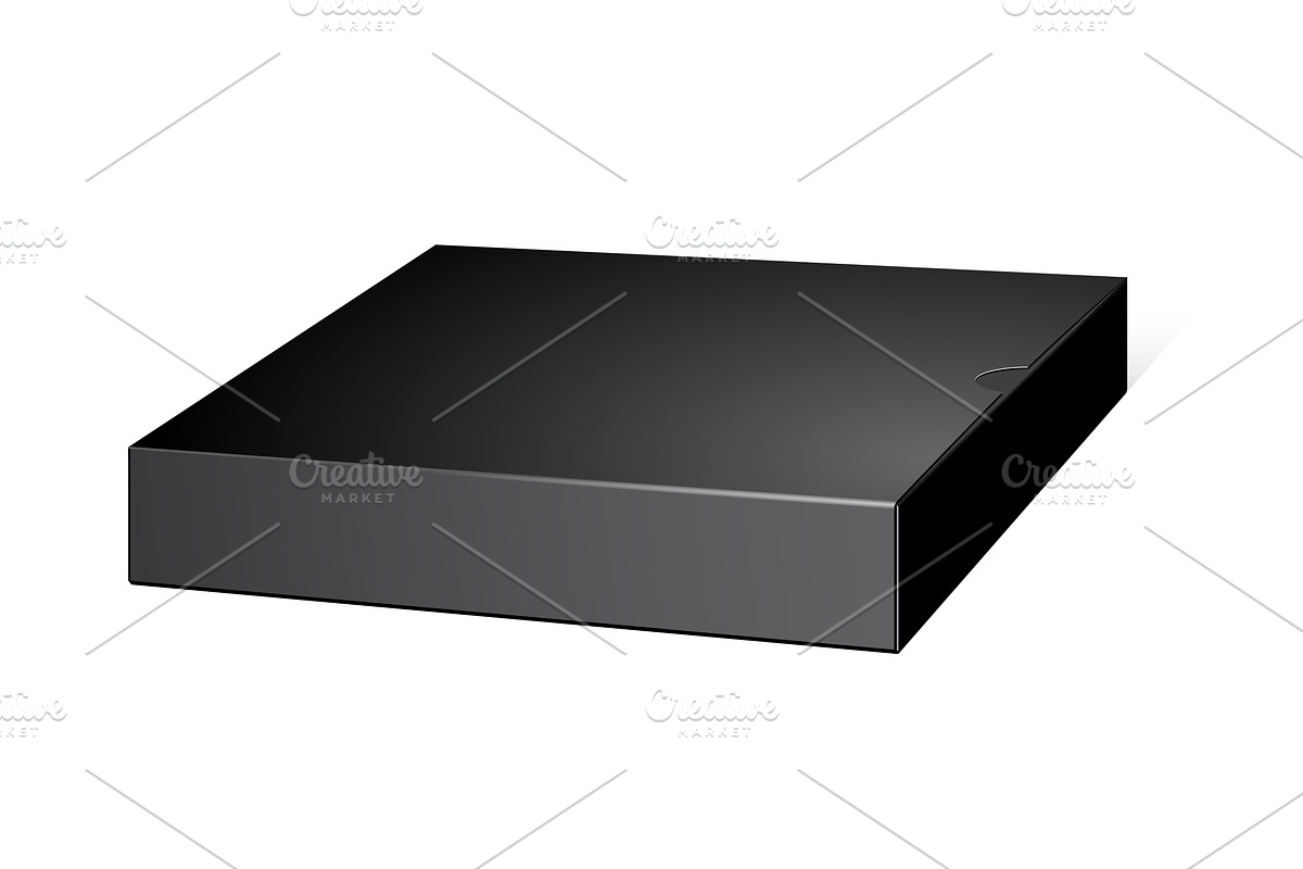 Black Package slim Cardboard Box in Product Mockups - product preview 8