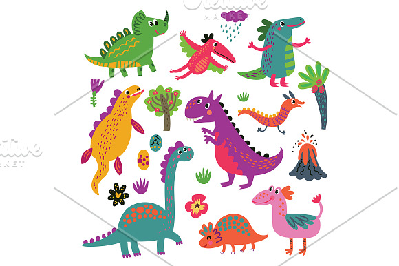 9 CUTE DINOSAURS in Illustrations - product preview 1