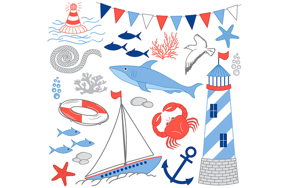 Digital Nautical Set in Illustrations - product preview 8