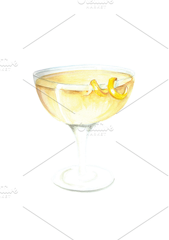 Watercolour Cocktail Illustration in Illustrations - product preview 1