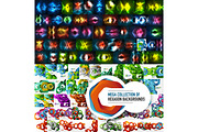 Mega collection of 100 vector hexagon abstract backgrounds
