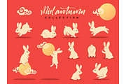 Set of rabbits, bunny 