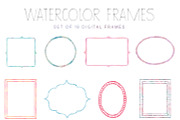 Watercolor Digital Frames - Doodles