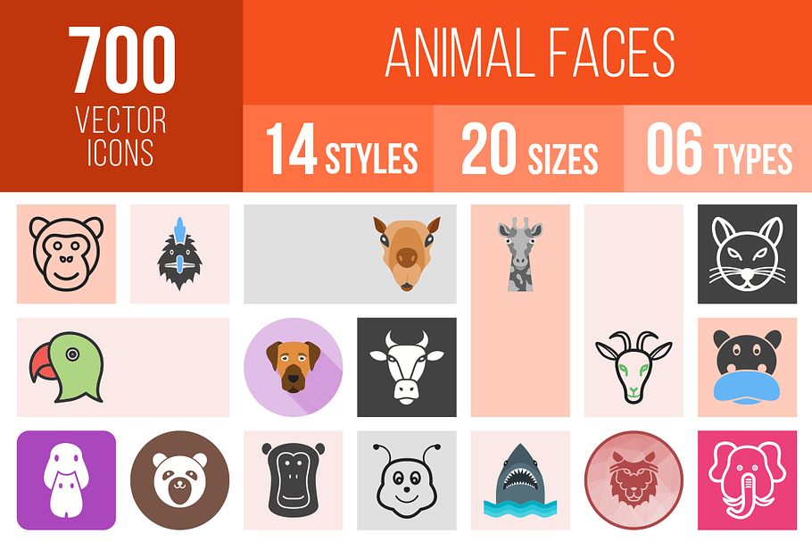 700 Animal Faces Icons