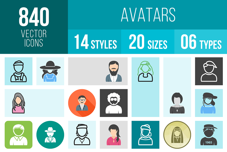840 Avatars Icons
