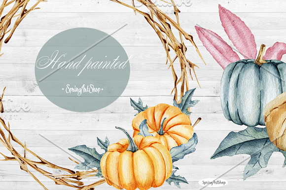 Autumn pumpkin watercolor set in Illustrations - product preview 4