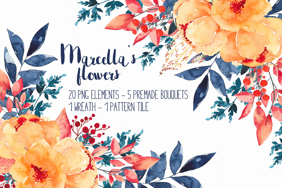 Watercolor floral bundle
