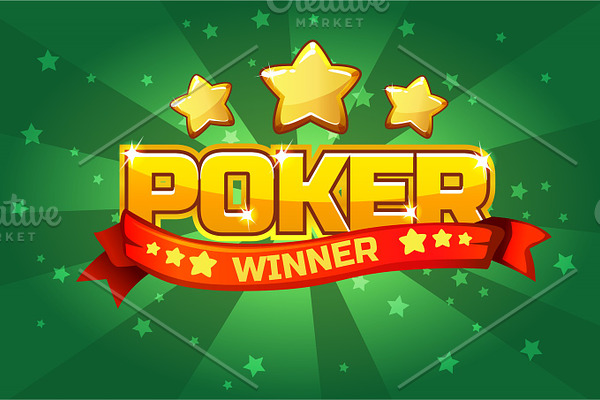 logo text POKER and gold star, For Ui Game element