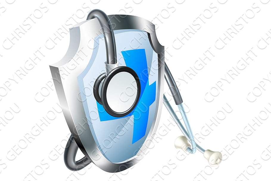 Shield and Stethoscope Medical Concept  in Objects - product preview 8