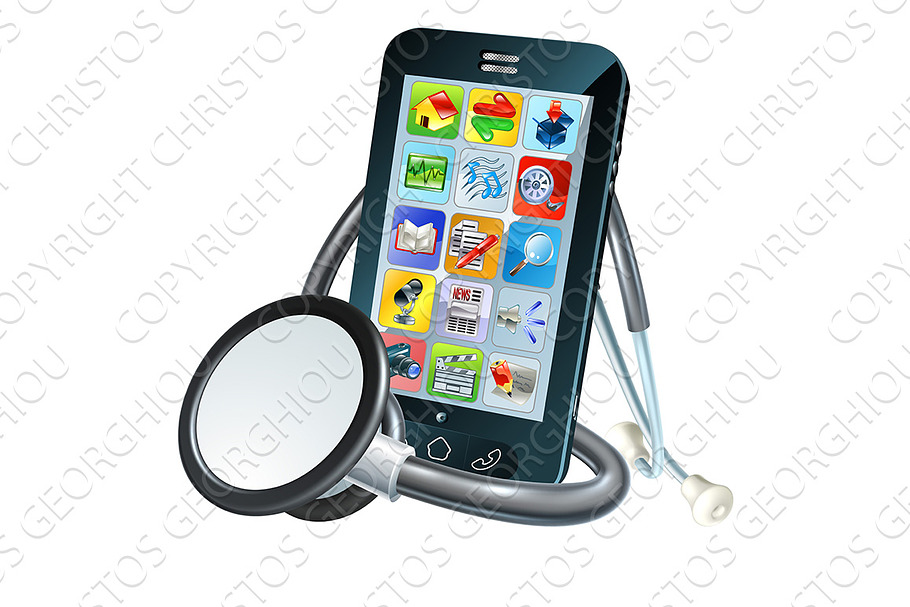 Mobile Phone Health Concept in Objects - product preview 8
