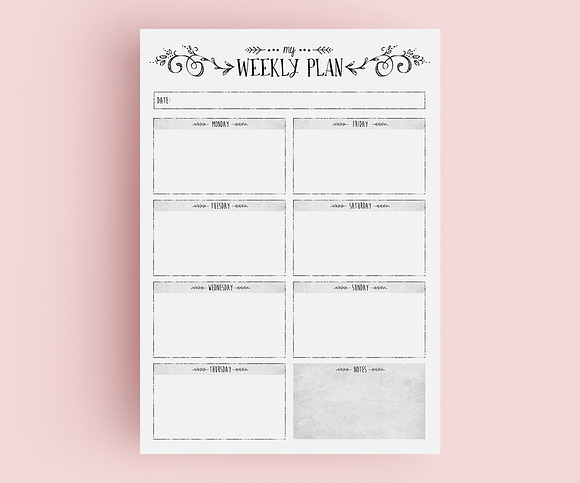 Weekly Planner - A4, A5 & Us Letter in Stationery Templates - product preview 1
