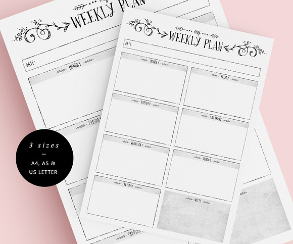Weekly Planner - A4, A5 & Us Letter in Stationery Templates - product preview 3
