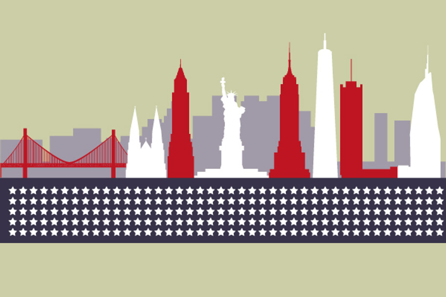 Modern silhouette skyline of New Yor in Illustrations - product preview 8
