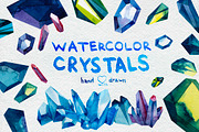 Watercolor crystals set