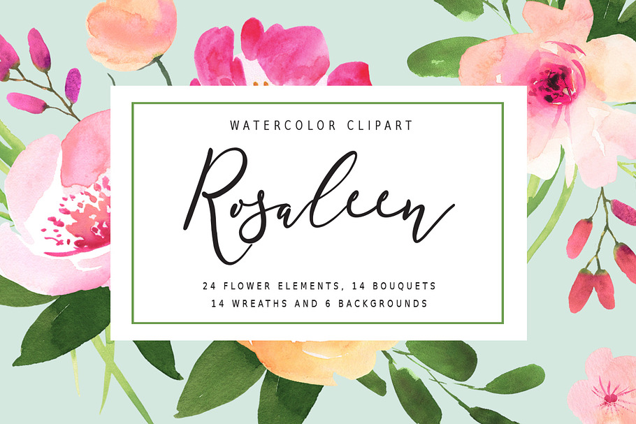 Rosaleen - watercolor clipart