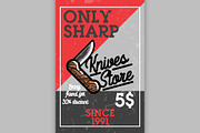 Color vintage knives store banner