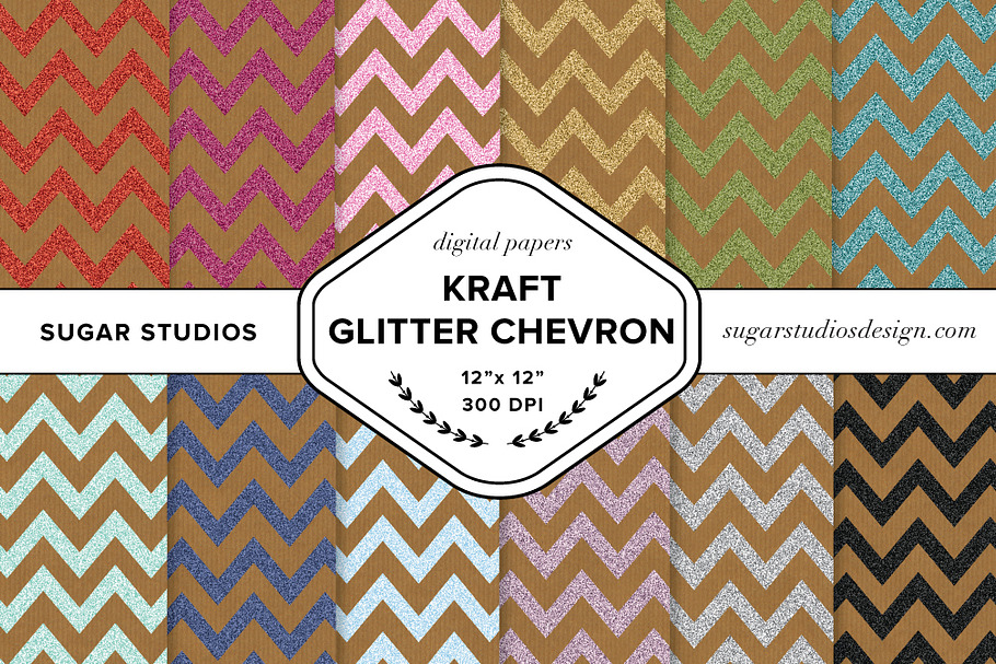 Kraft Glitter Chevron Backgrounds