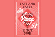 Color vintage pizza delivery banner