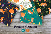 Cute foxes. Seamless patterns