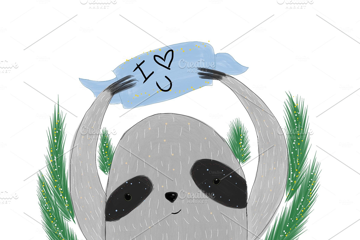 I love you sloth. in Illustrations - product preview 8
