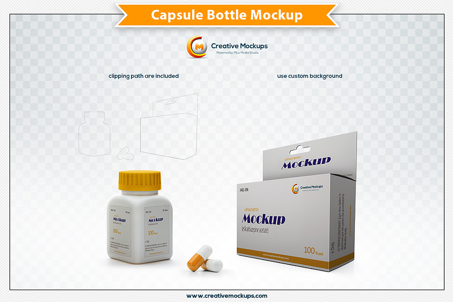 Download Capsule Bottle Mockup | Creative Product Mockups ~ Creative Market