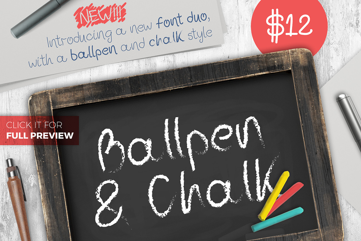 Ballpen and Chalk Typeface in Script Fonts - product preview 8